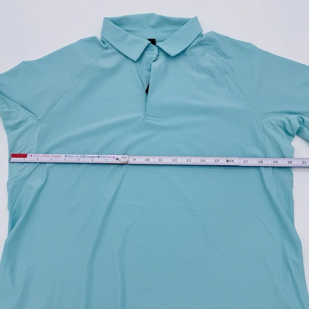 Lululemon‎ Men Wild Mint Green Stretch Golf Polo Short Sleeve Snap Shirt M